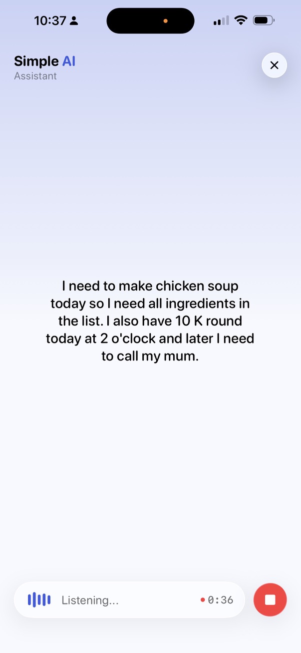 AI Assistant listening